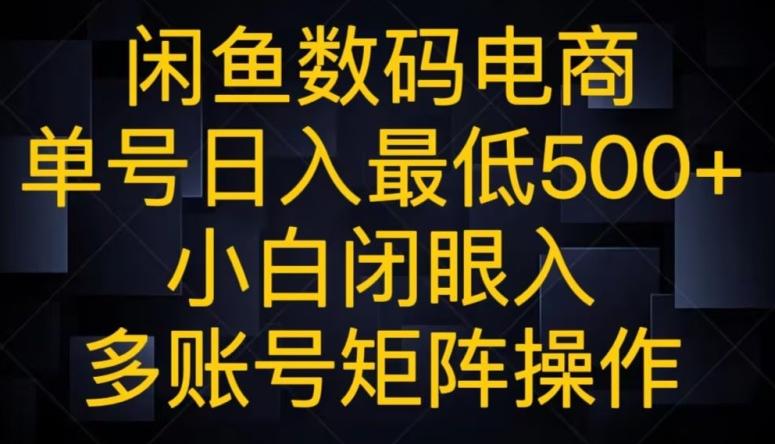 闲鱼数码电商，单号日入最低500+，小白闭眼入，多账号矩阵操作-天使资源网