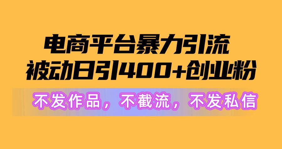 电商平台暴力引流,被动日引400+创业粉不发作品，不截流，不发私信-天使资源网