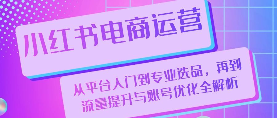 小红书电商运营：从平台入门到专业选品，再到流量提升与账号优化全解析-天使资源网
