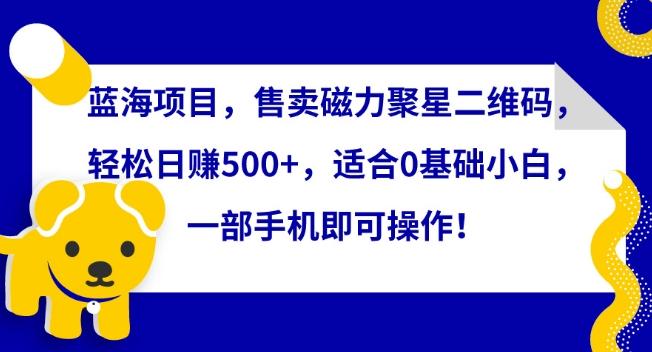 蓝海项目，售卖磁力聚星二维码，轻松日赚500+，适合0基础小白，一部手机即可操作【揭秘】-天使资源网