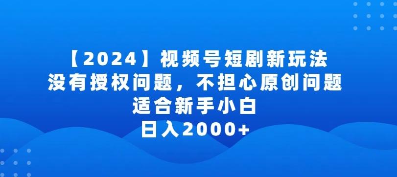 2024视频号短剧玩法，没有授权问题，不担心原创问题，适合新手小白，日入2000+【揭秘】-天使资源网