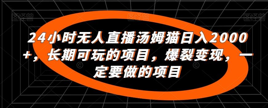 24小时无人直播汤姆猫日入2000+，长期可玩的项目，爆裂变现，一定要做的项目【揭秘】-天使资源网