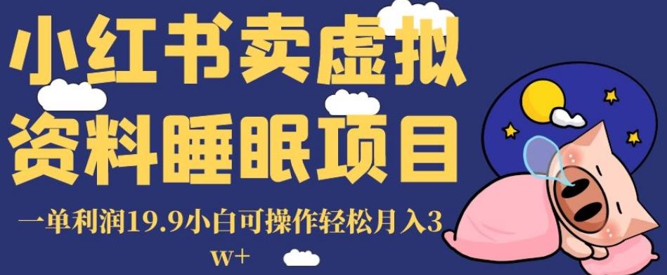 小红书卖虚拟资料睡眠项目，一单利润19.9小白可操作轻松月入3w+【揭秘】-天使资源网
