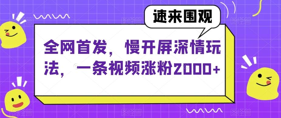全网首发，慢开屏深情玩法，一条视频涨粉2000+【揭秘】-天使资源网