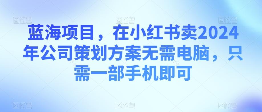 蓝海项目，在小红书卖2024年公司策划方案无需电脑，只需一部手机即可-天使资源网