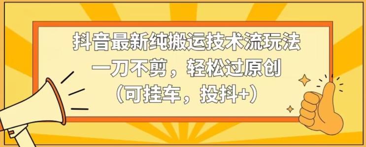 抖音最新纯搬运技术流玩法，一刀不剪，轻松过原创(可挂车，投抖+)【揭秘】-天使资源网