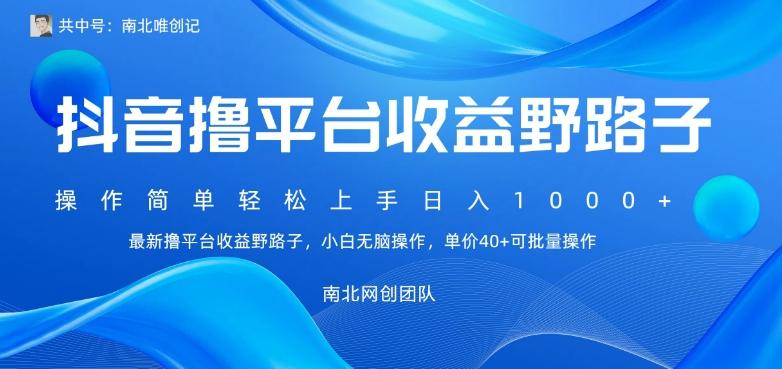 最新撸抖音平台收益野路子，操作简单，单价高，小白可无脑操作可日入1000+-天使资源网