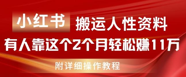 小红书搬运人性资料，有人靠这个2个月轻松赚11w，附教程【揭秘】-天使资源网