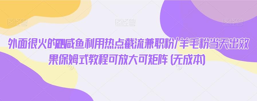 外面很火的2024咸鱼利用热点截流兼职粉/羊毛粉当天出效果保姆式教程可放大可矩阵(无成本)-天使资源网