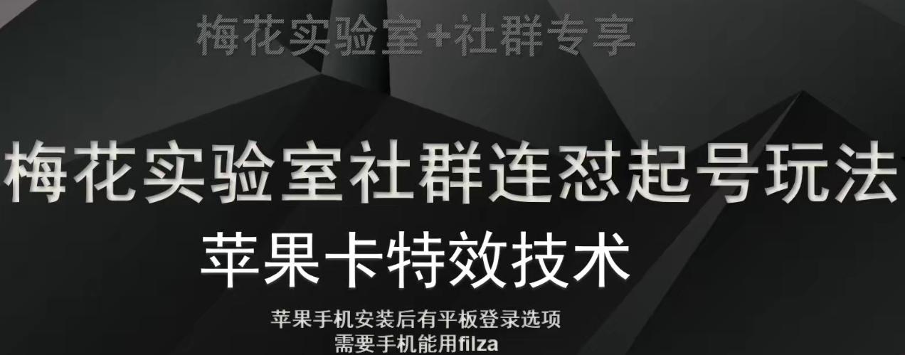 梅花实验室社群视频号连怼起号玩法，最新苹果卡特效技术-天使资源网