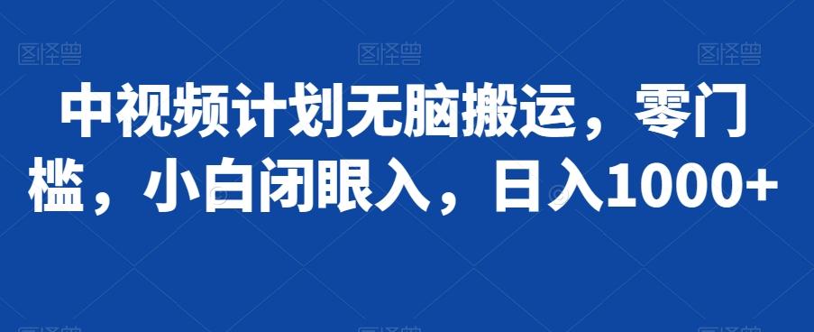 中视频计划无脑搬运，零门槛，小白闭眼入，日入1000+-天使资源网