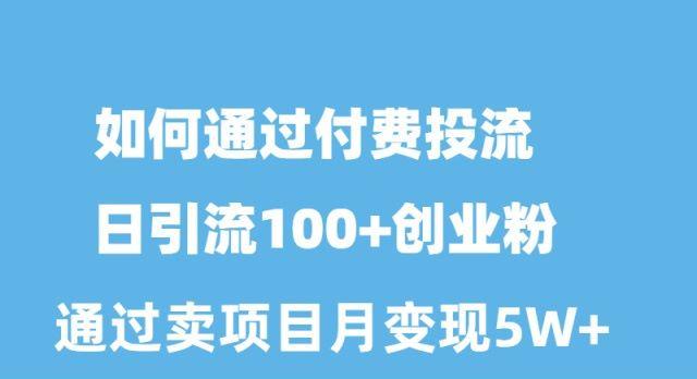 如何通过付费投流日引流100+创业粉月变现5W+-天使资源网