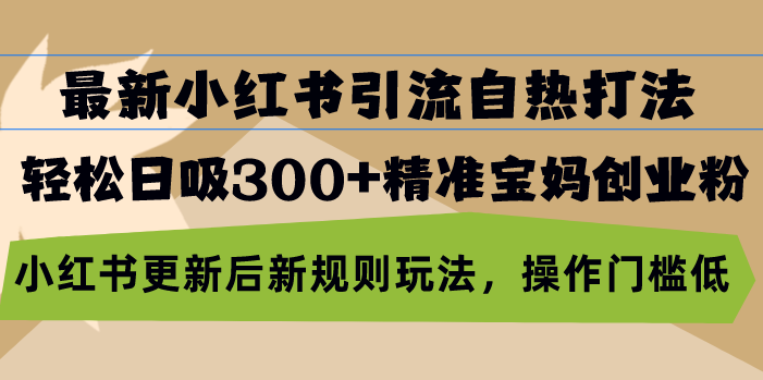 最新小红书引流自热打法，轻松日吸300+精准宝妈创业粉，小红书更新后新…-天使资源网