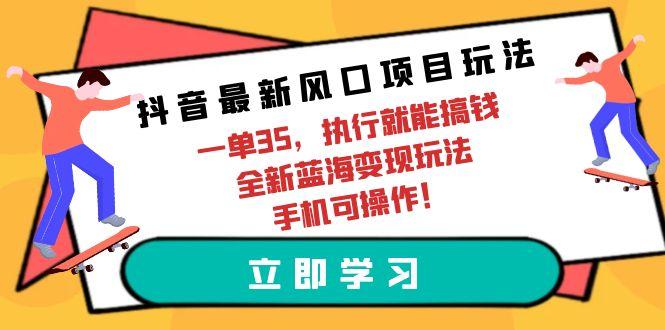 (9948期)抖音最新风口项目玩法，一单35，执行就能搞钱 全新蓝海变现玩法 手机可操作-天使资源网