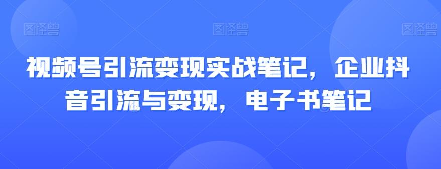 视频号引流变现实战笔记，企业抖音引流与变现，电子书笔记-天使资源网