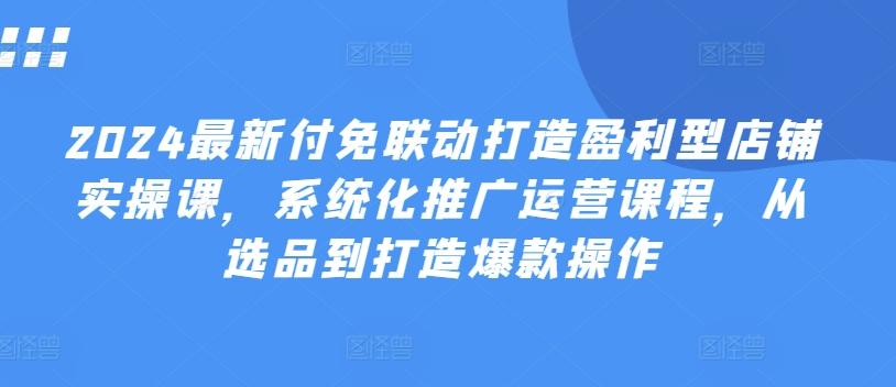 2024最新付免联动打造盈利型店铺实操课，​系统化推广运营课程，从选品到打造爆款操作-天使资源网