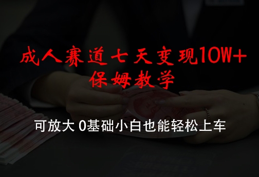 成人赛道七天变现10W+保姆教学，可放大，0基础小白也能轻松上车【揭秘】-天使资源网