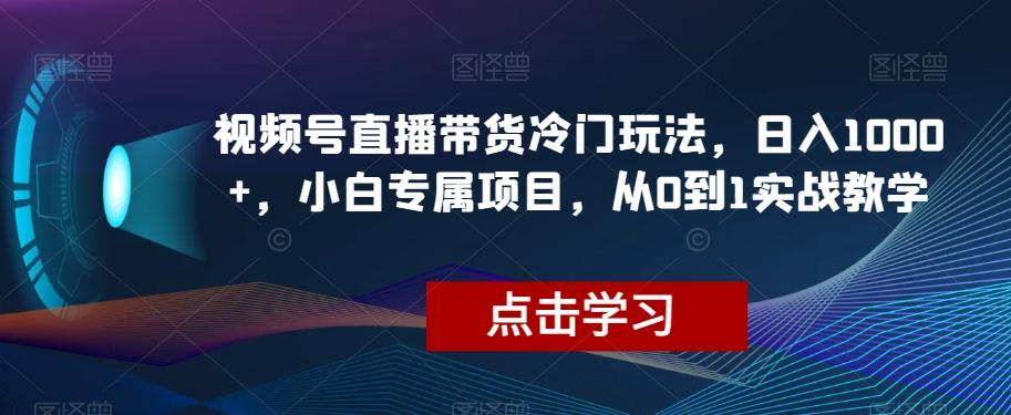 视频号直播带货冷门玩法，日入1000+，小白专属项目，从0到1实战教学【揭秘】-天使资源网
