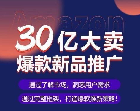 亚马逊·30亿大卖爆款新品推广，可复制、全程案例实操的爆款推新SOP-天使资源网
