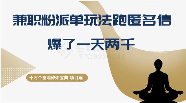 十万个富翁修炼宝典之6.兼职粉派单玩法跑匿名信，爆了一天两千-天使资源网