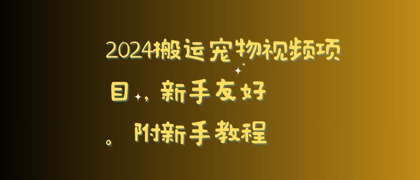 2024搬运宠物视频项目，新手友好，完美去重，附新手教程【揭秘】-天使资源网