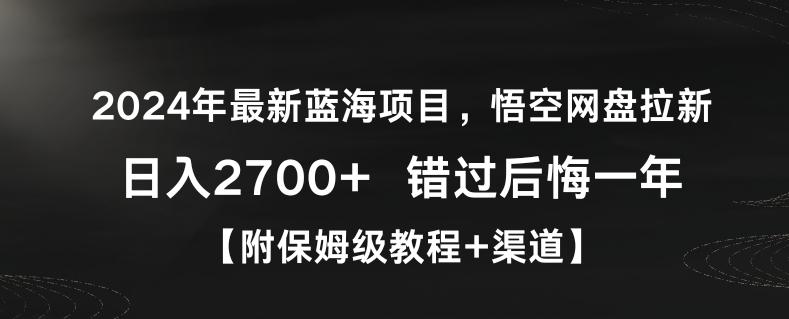 2024年最新蓝海项目，悟空网盘拉新，日入2700+错过后悔一年【附保姆级教程+渠道】【揭秘】-天使资源网