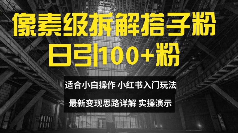 像素级拆解搭子粉，日引100+，小白看完可上手，最新变现思路详解【揭秘】-天使资源网