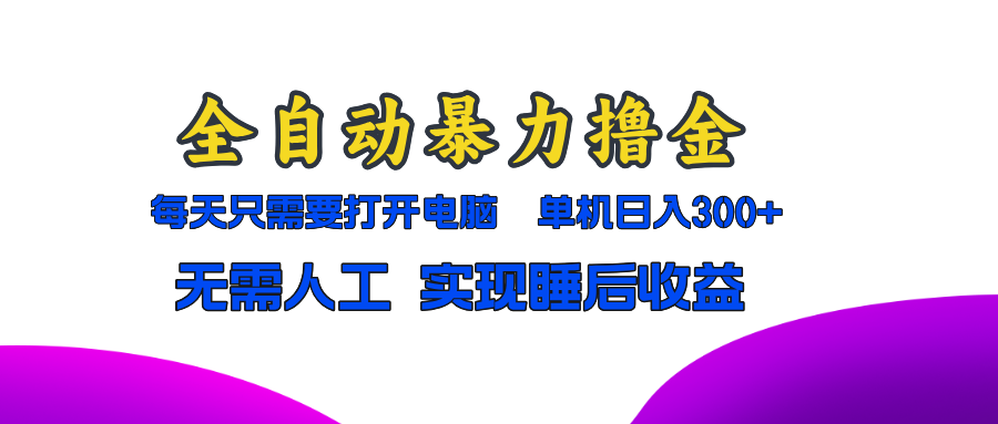 全自动暴力撸金，只需要打开电脑，单机日入300+无需人工，实现睡后收益-天使资源网