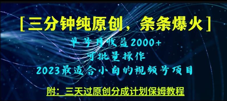 三分钟制作视频号纯原创，条条爆款，轻松月入过万【揭秘】-天使资源网