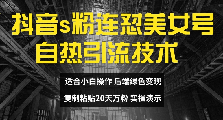 抖音s粉连怼美女号自热引流技术复制粘贴，20天万粉账号，无需实名制，矩阵操作【揭秘】-天使资源网