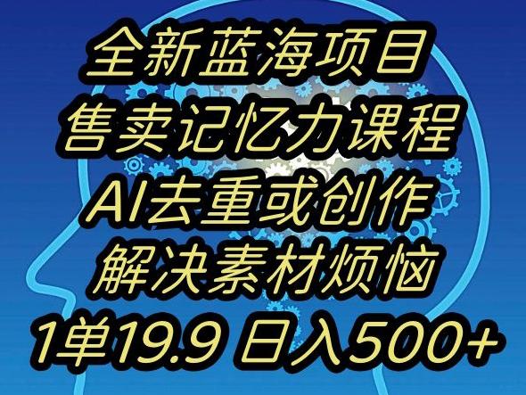 蓝海项目记忆力提升，AI去重，一单19.9日入500+【揭秘】-天使资源网