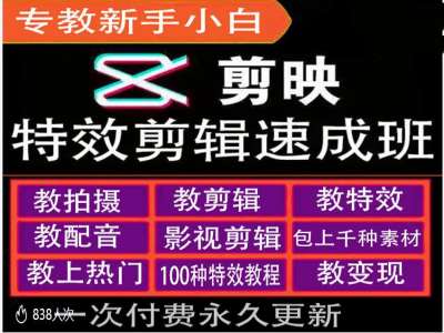 剪映特效教程和运营变现教程，特效剪辑速成班，专教新手小白-天使资源网
