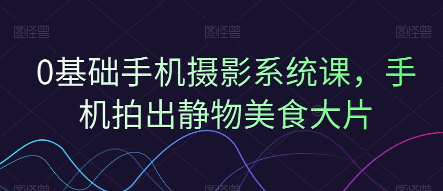 0基础手机摄影系统课，手机拍出静物美食大片-天使资源网