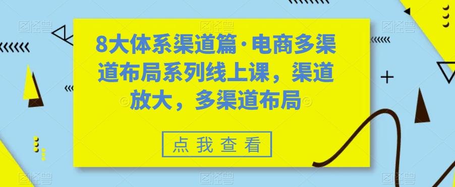 8大体系渠道篇·电商多渠道布局系列线上课，渠道放大，多渠道布局-天使资源网