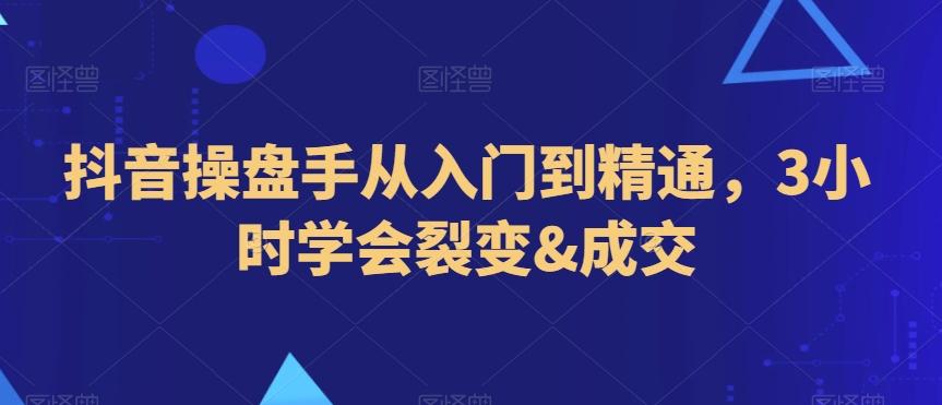 抖音操盘手从入门到精通，3小时学会裂变&成交-天使资源网