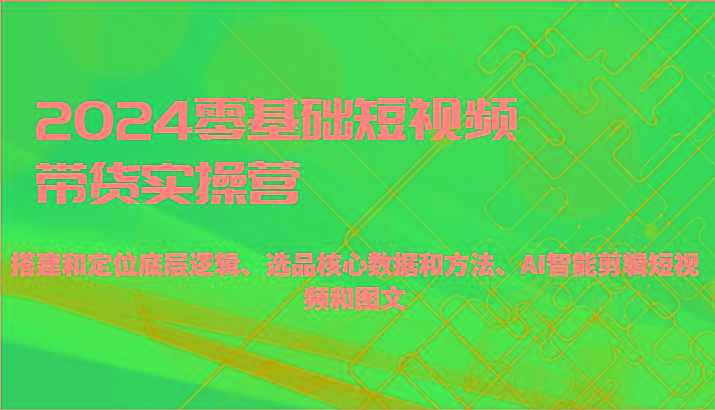 2024零基础短视频带货实操营-搭建和定位底层逻辑、选品核心数据和方法、AI智能剪辑-天使资源网