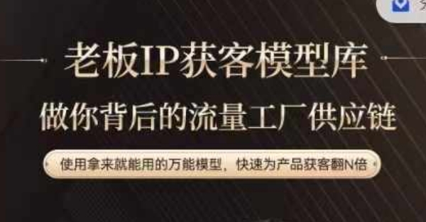 老板IP流量供应链，动作越少，账号越好，使用拿来就能用的万能模型，快速为产品获客翻N倍-天使资源网