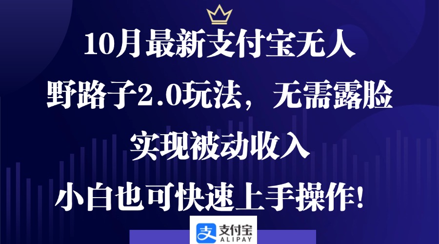 10月最新支付宝无人野路子2.0玩法，无需露脸，实现被动收入，小白也可…-天使资源网
