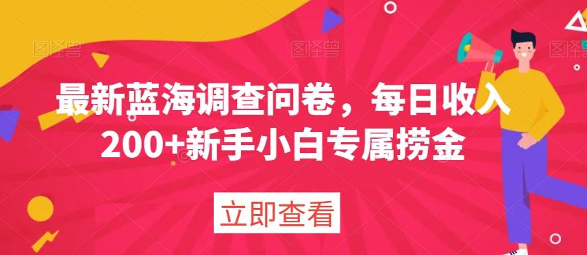 最新蓝海调查问卷，每日收入200+新手小白专属捞金-天使资源网