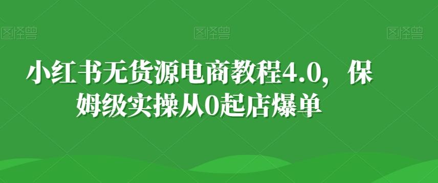 小红书无货源电商教程4.0，保姆级实操从0起店爆单【拆解】-天使资源网