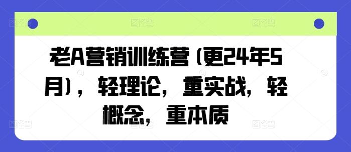 老A营销训练营(更24年6月)，轻理论，重实战，轻概念，重本质-天使资源网