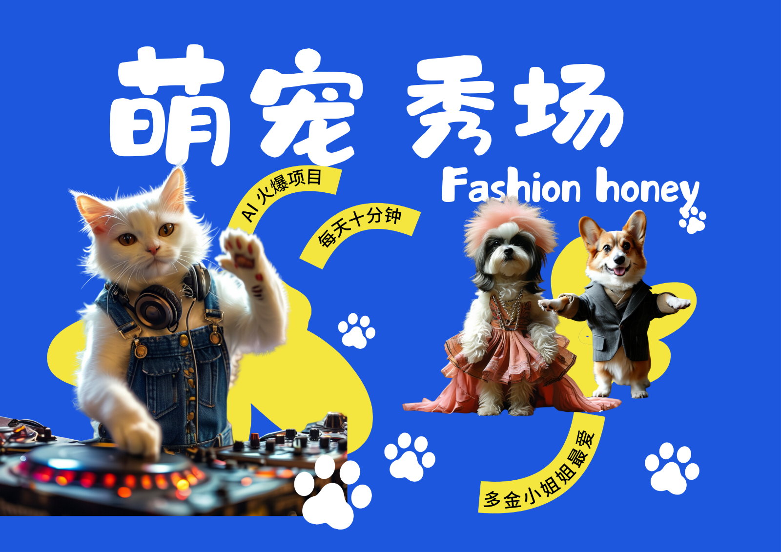 酷飒动物跳舞走秀 时尚喵FASHION汪 多金小姐姐最爱的 轻松月入破W-天使资源网
