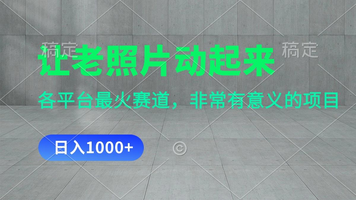 让老照片动起来，一天变现1000+，各平台最火赛道，看完就会-天使资源网