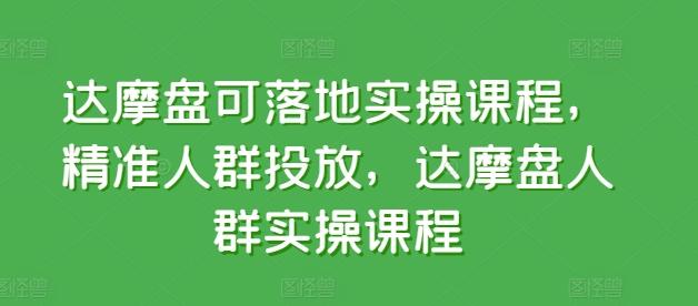 达摩盘可落地实操课程，精准人群投放，达摩盘人群实操课程-天使资源网