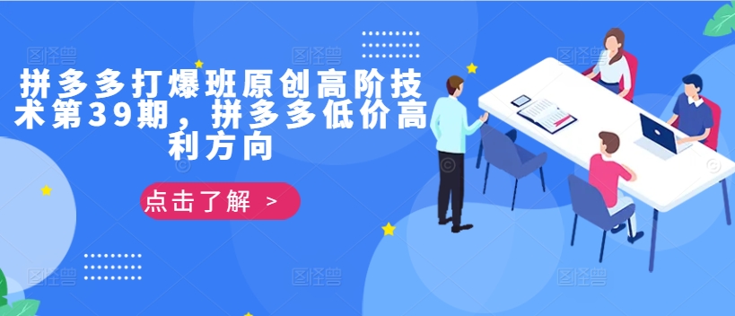 拼多多打爆班原创高阶技术第39期，拼多多低价高利方向-天使资源网