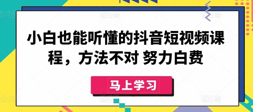 小白也能听懂的抖音短视频课程，方法不对 努力白费-天使资源网