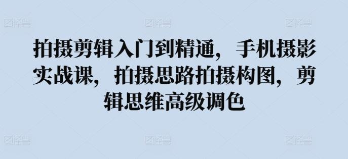 拍摄剪辑入门到精通，​手机摄影实战课，拍摄思路拍摄构图，剪辑思维高级调色-天使资源网