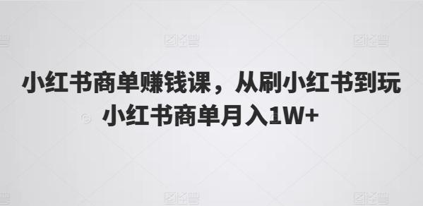 小红书商单赚钱课，从刷小红书到玩小红书商单月入1W+-天使资源网