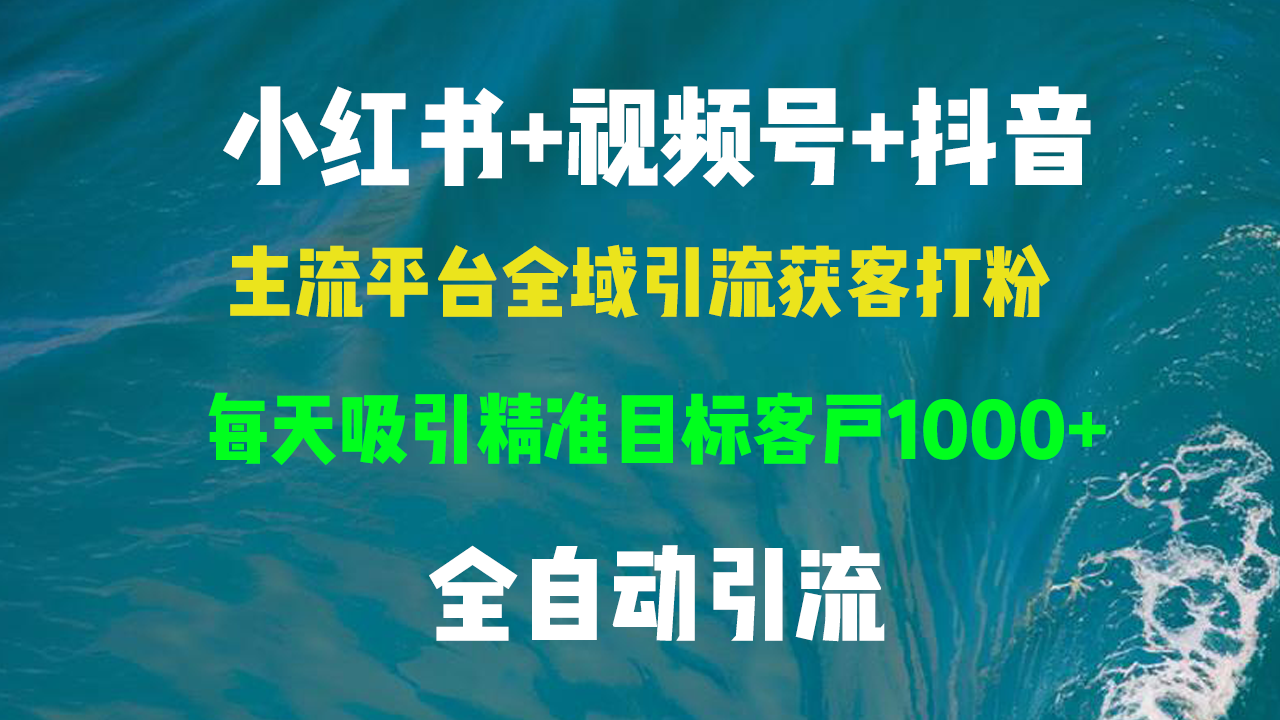 小红书，视频号，抖音主流平台全域引流获客打粉，每天吸引精准目标客户…-天使资源网