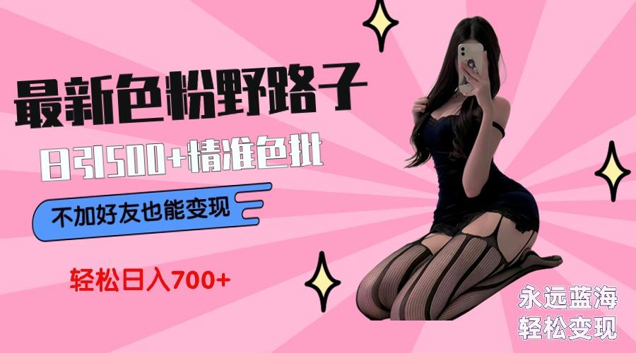 最新色粉变现野路子，日引500+老色批 可不加好友直接变现 小白轻松日入700+-天使资源网